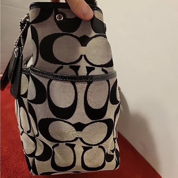 Coach Diaper Large Tote Bag Signature C Black Gray - Picture 8 of 13